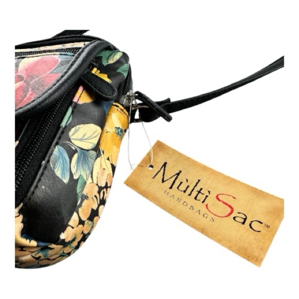 MultiSac Black Floral Crossbody Bag Purse With Adjustable Strap - Picture 6 of 9